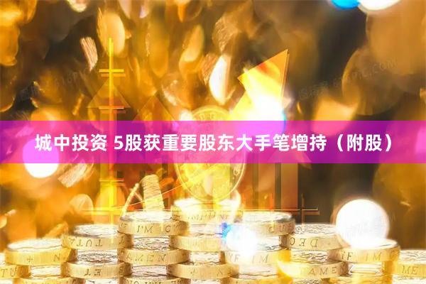 城中投资 5股获重要股东大手笔增持（附股）